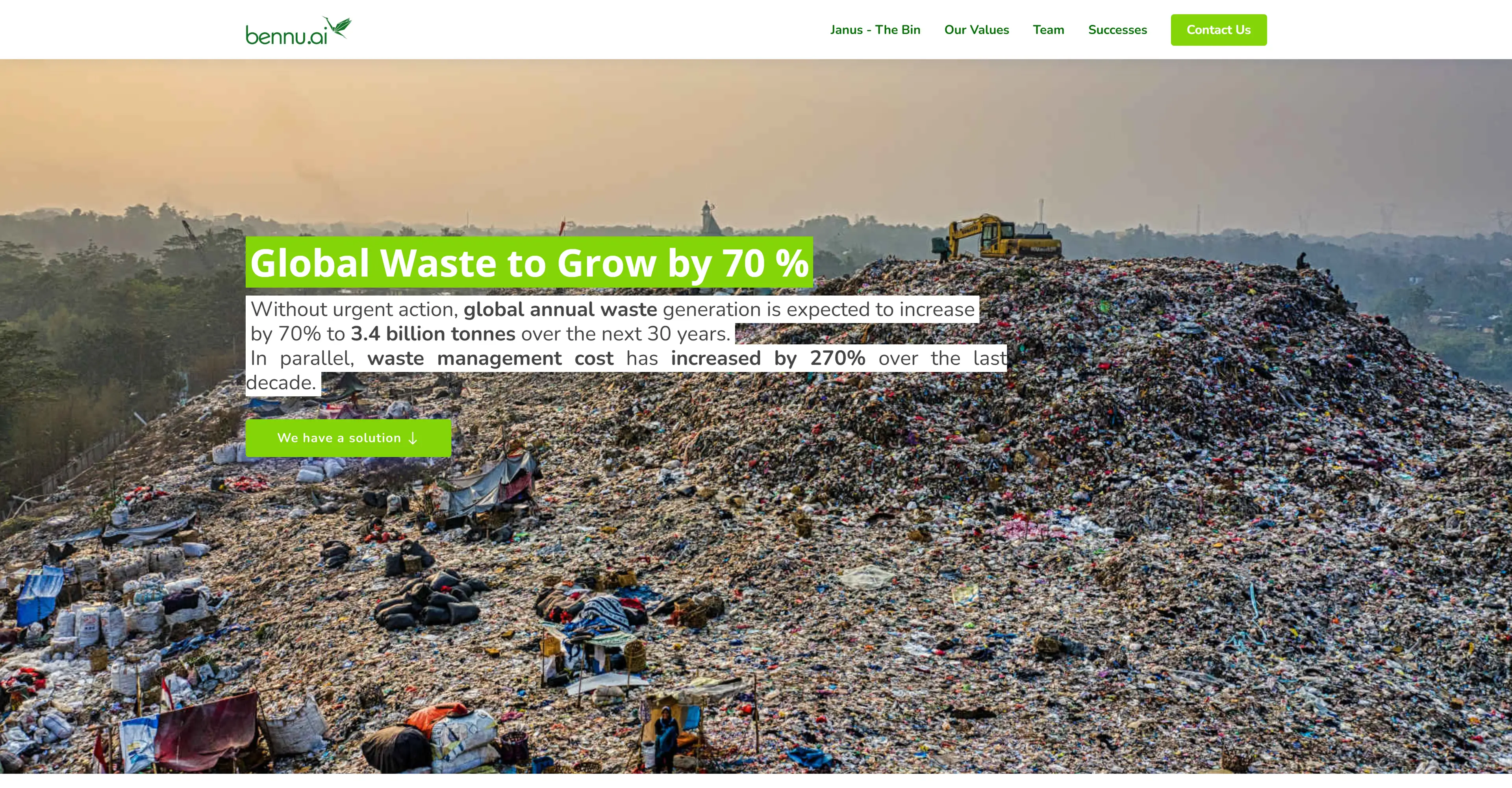 Before website redesign for Bennu.ai