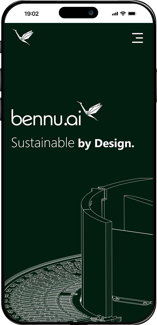 Website homepage showcasing the mobile version of the Bennu.ai website