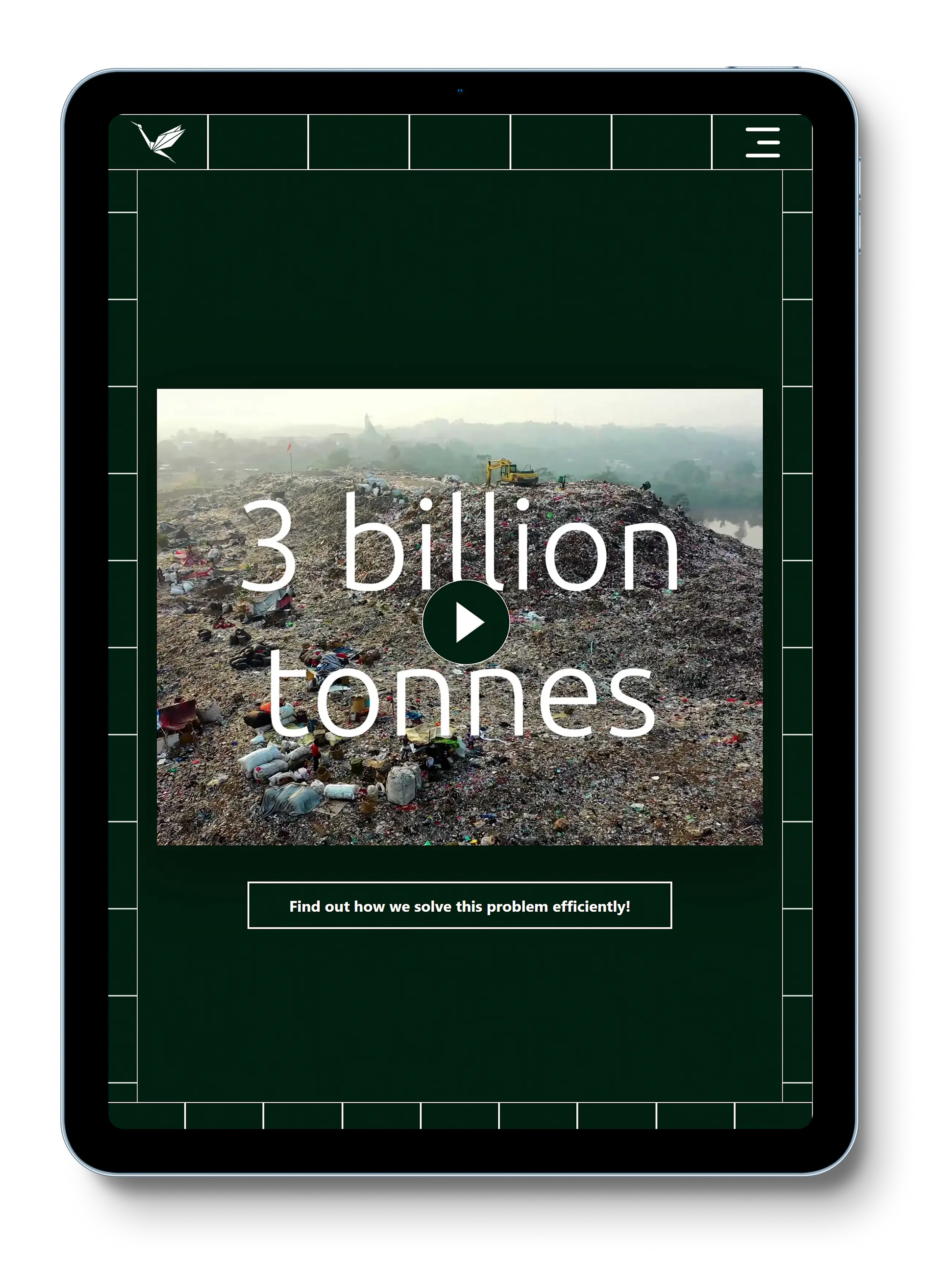 Website homepage showcasing the tablet version of the Bennu.ai website