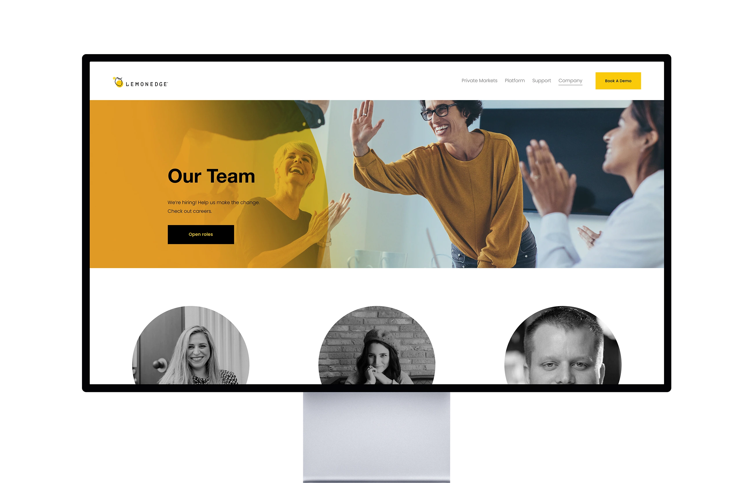Desktop monitor displaying the LemonEdge website, highlighting its user-friendly interface and engaging visuals