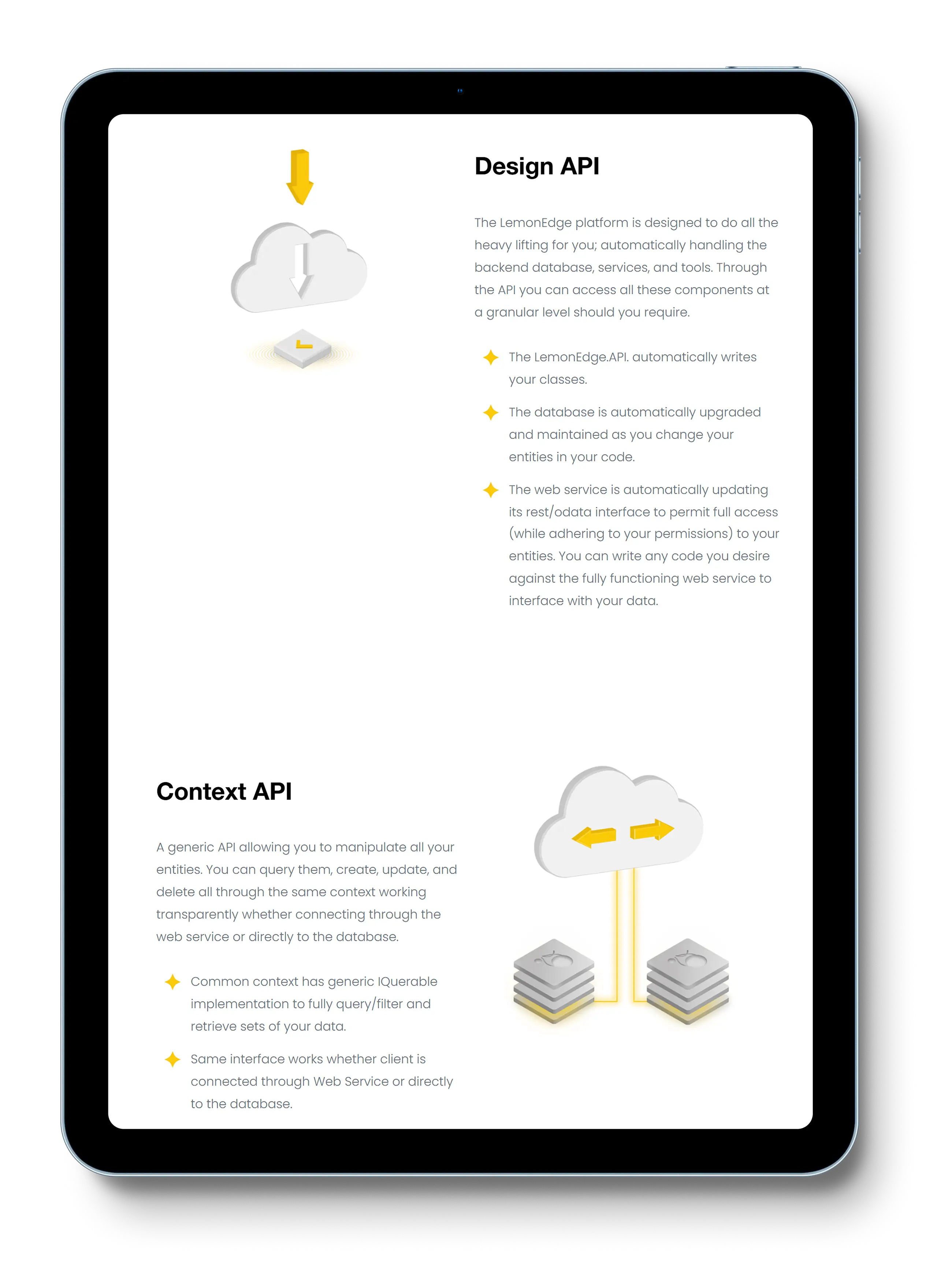 Website homepage showcasing the tablet version of the LemonEdge website