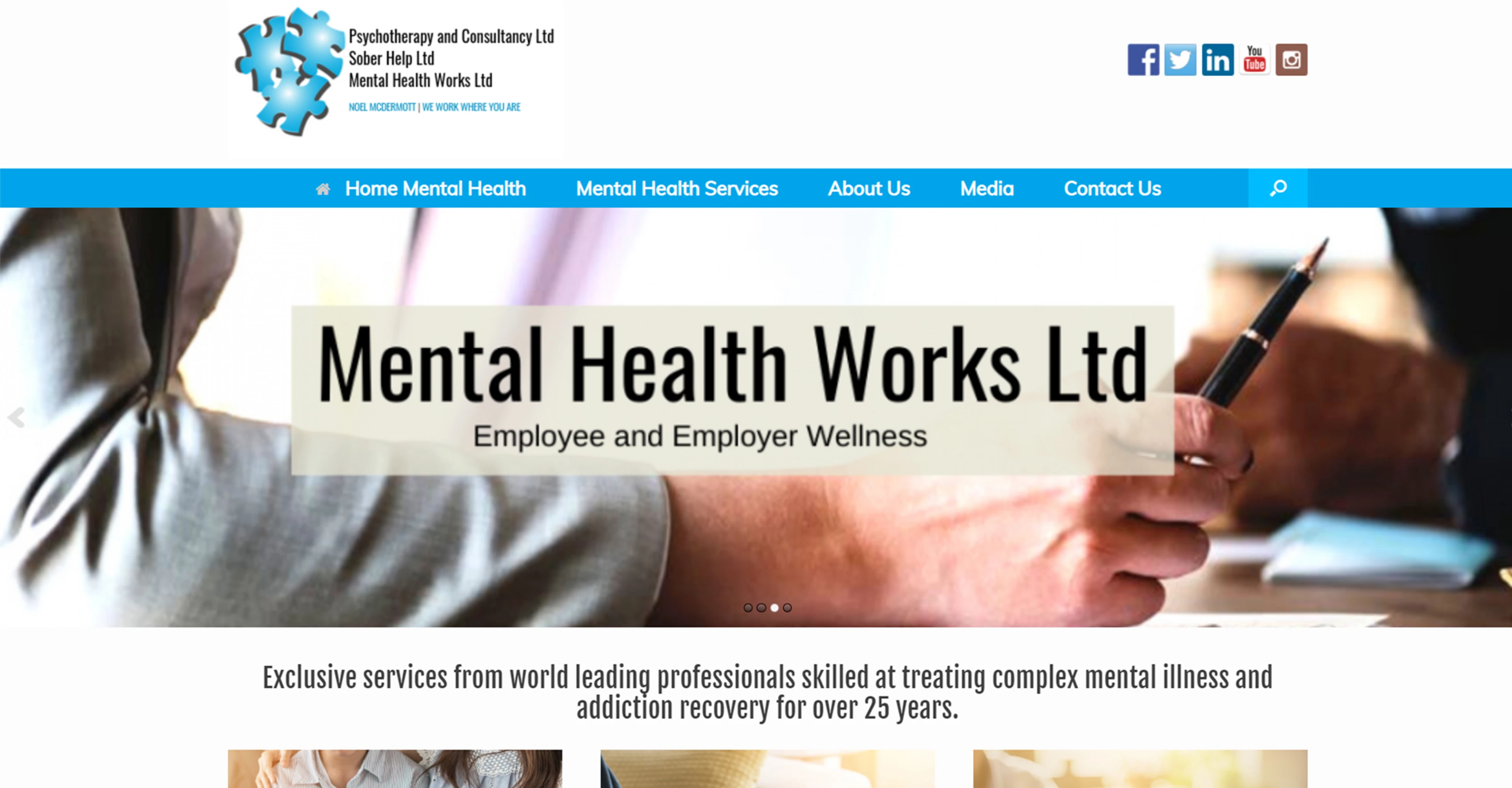 Before website redesign for Mental Health Works