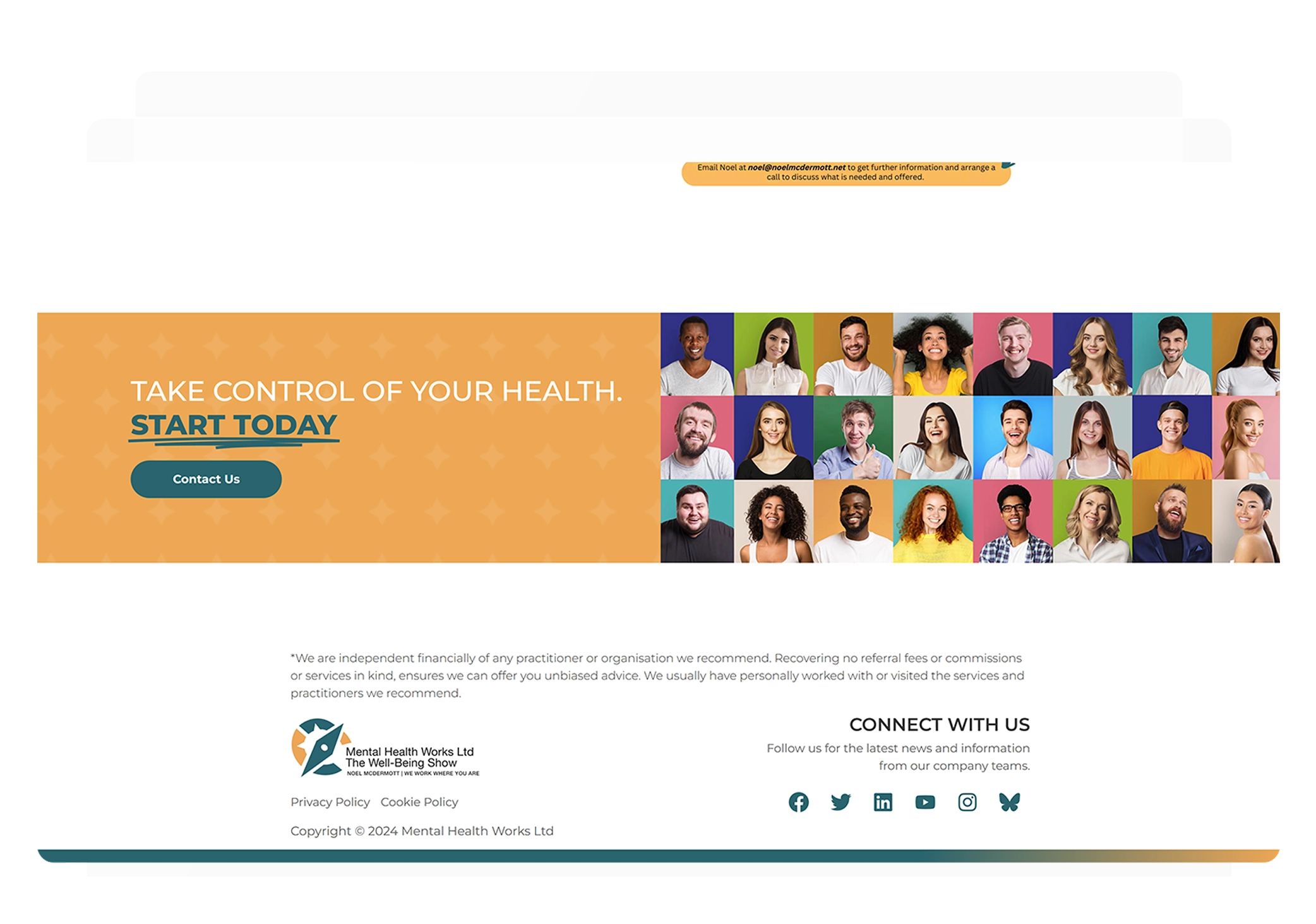 A visually appealing WordPress website designed for Mental Health Works website