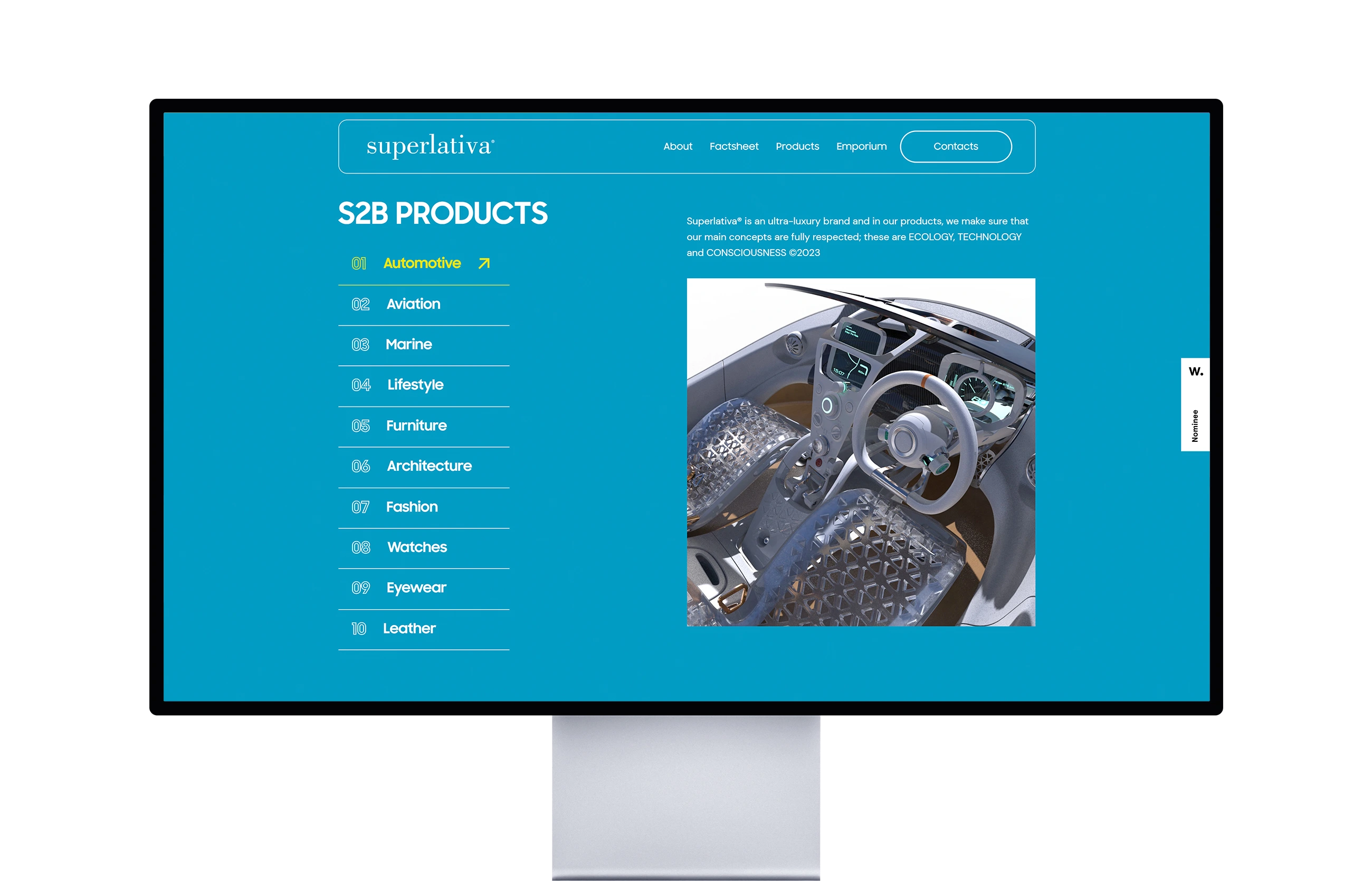 Website homepage showcasing the Superlativa website